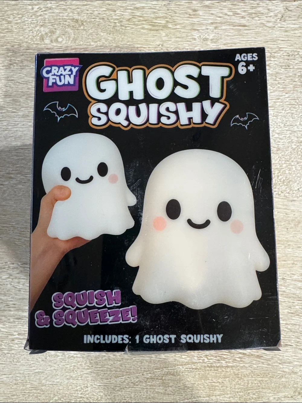 Crazy Fun Ghost Squishy  - White with Orange Cheeks